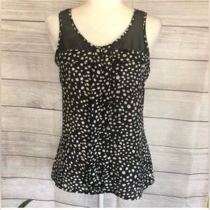 2/$20 - Sleeveless Black & White Polka Dot Spots Dressy Summer Lightweight Shirt